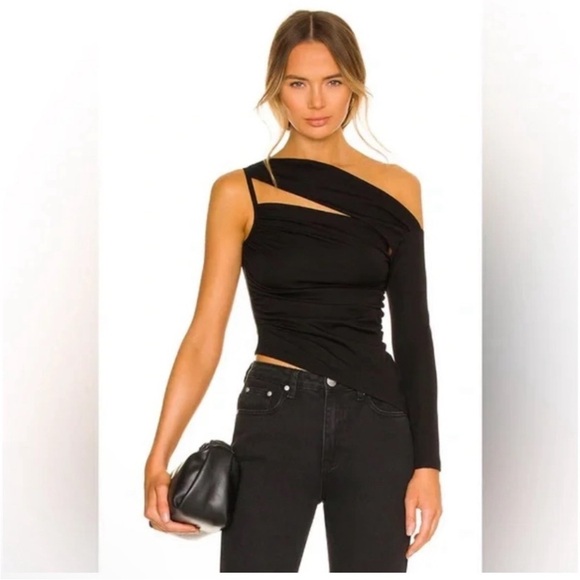 Current Style Superdown Pixie Asymmetrical Top in Black - Picture 7 of 9